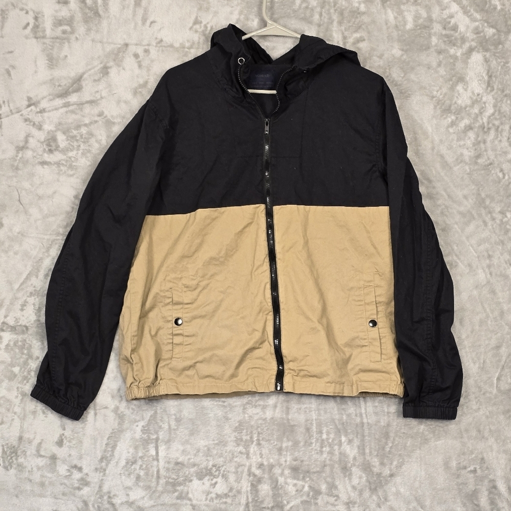 Nomad Men’s Versailles Windbreaker Zip Up Jacket Large Black Tan Size Large